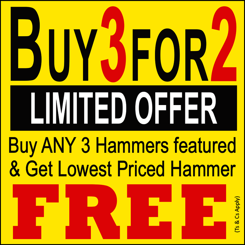 Snap-on Buy 3 for 2 Buy ANY 3 Hammers featured and Get Lowest Priced Hammer FREE